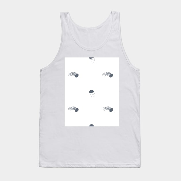 Blue white jellyfish pattern Tank Top by essskina